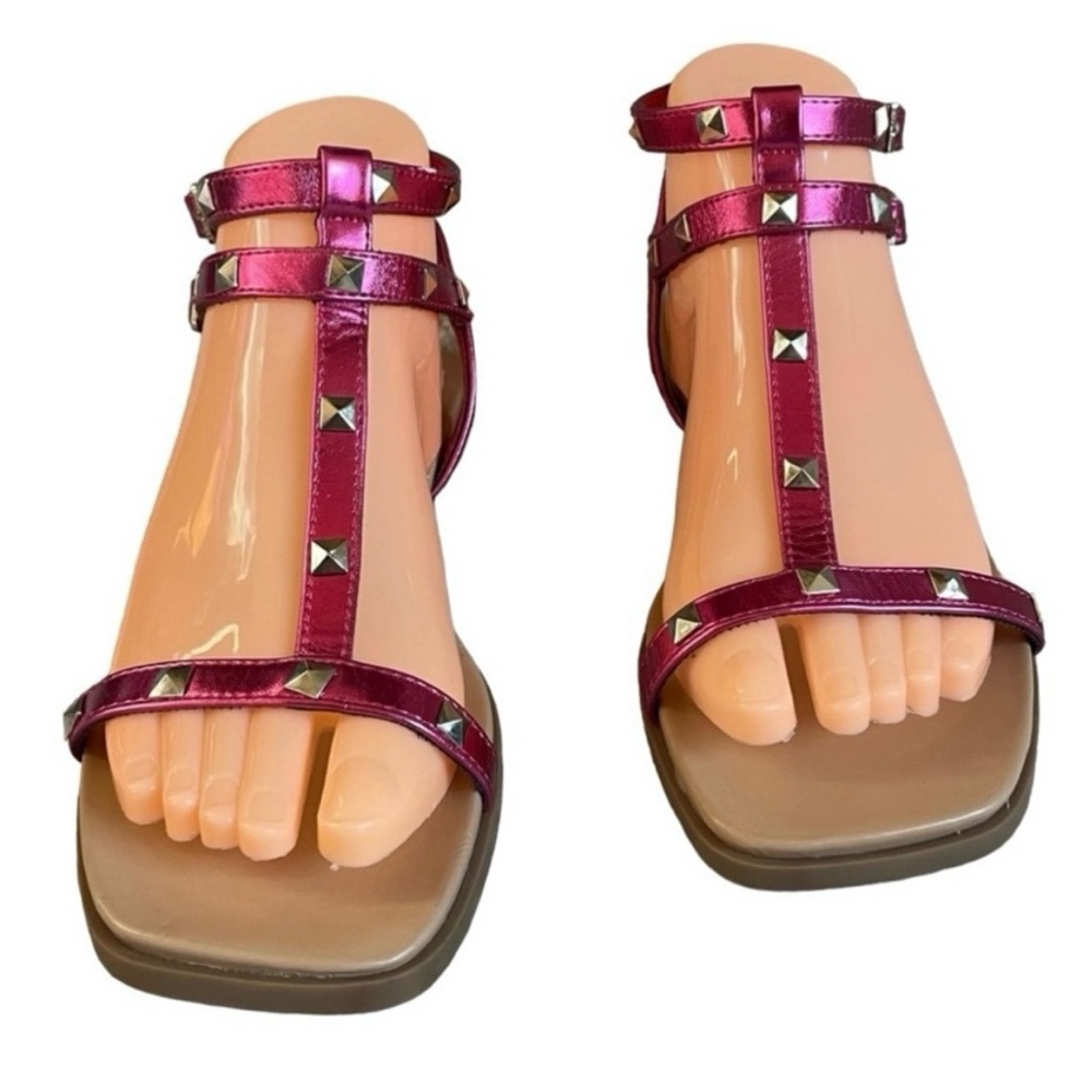 14th & Union Women's Metallic Pink Silver Studded Gladiator Sandal Size 5.5 NWOT